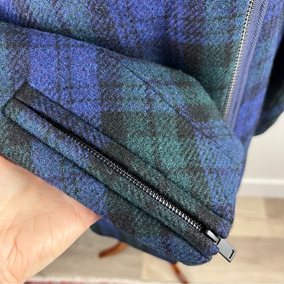 J. Crew Wool Zippered Coat Black Watch Tartan Size 4 Classic Academia Peacoat - Picture 12 of 15